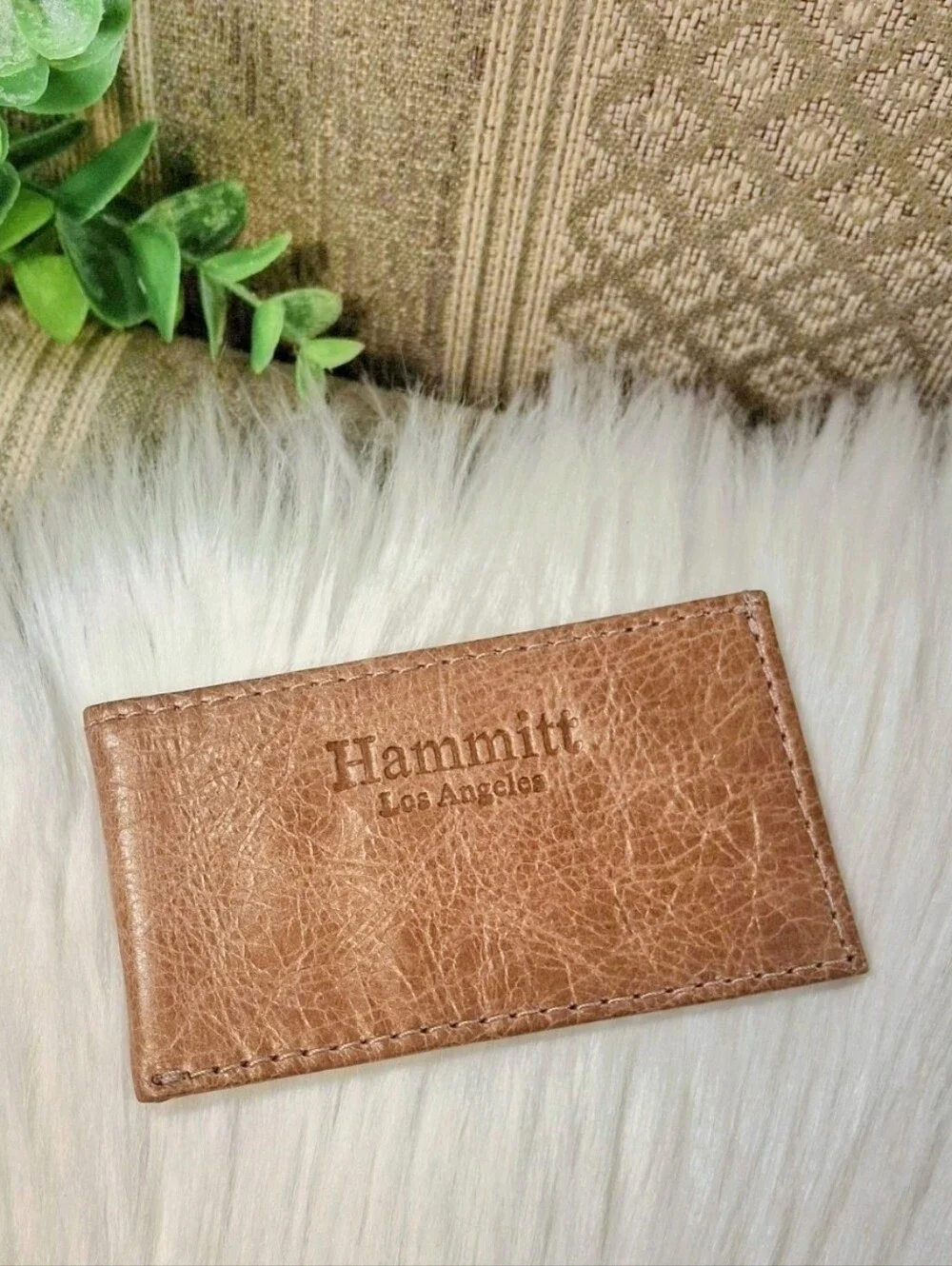 Hammitt Tan Distress Textured Leather Card Sleeve
